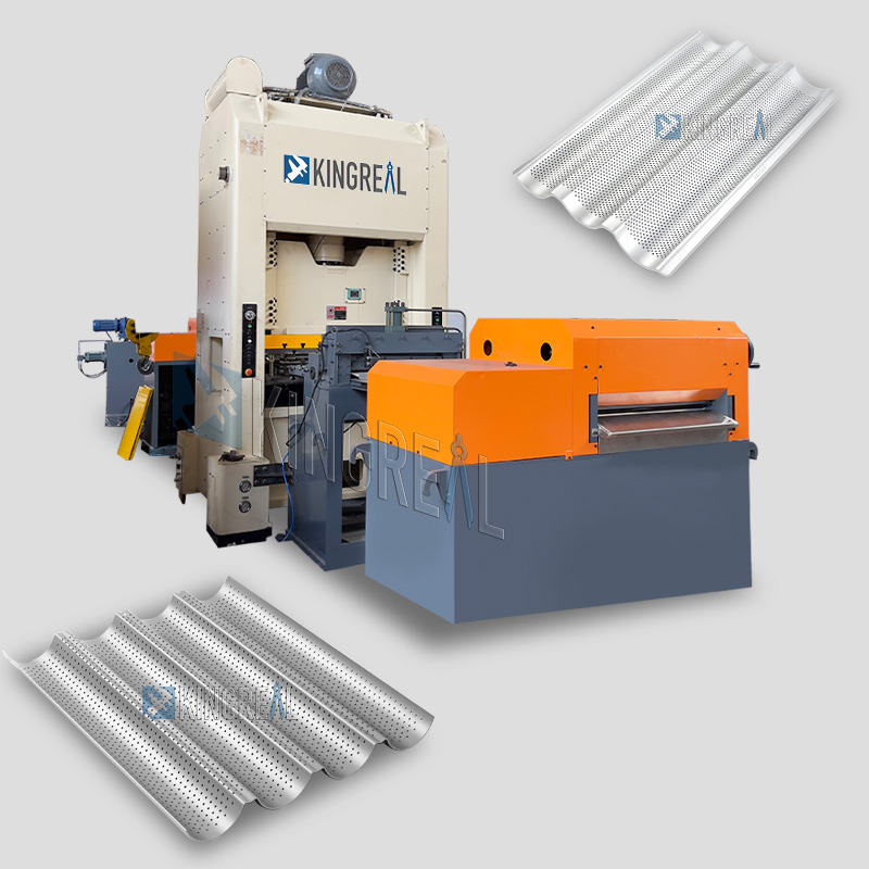 Kovový podnos na bagety perforovaný děrovací stroj